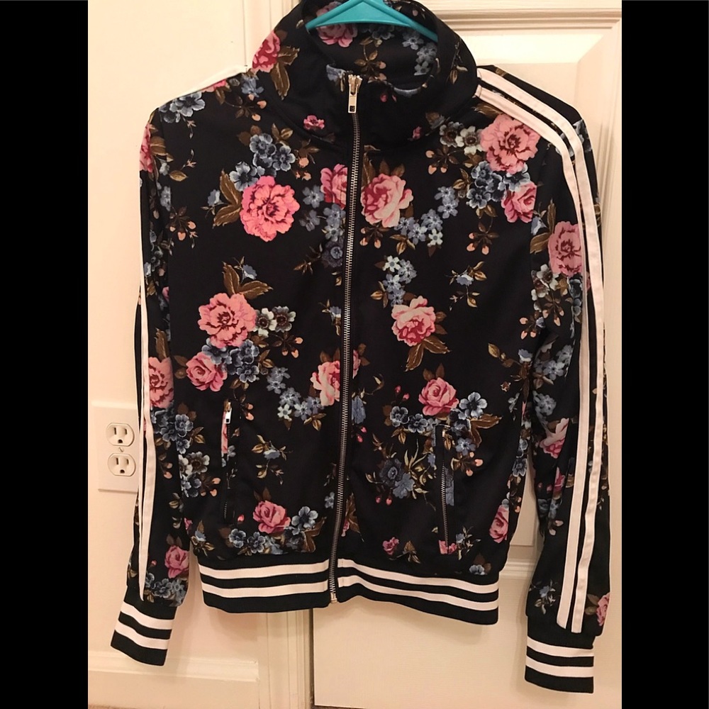 Rue 21 Floral Zip Front Jacket Small